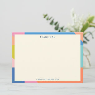 Colorful Geometric Border Personalized Name  Thank You Card