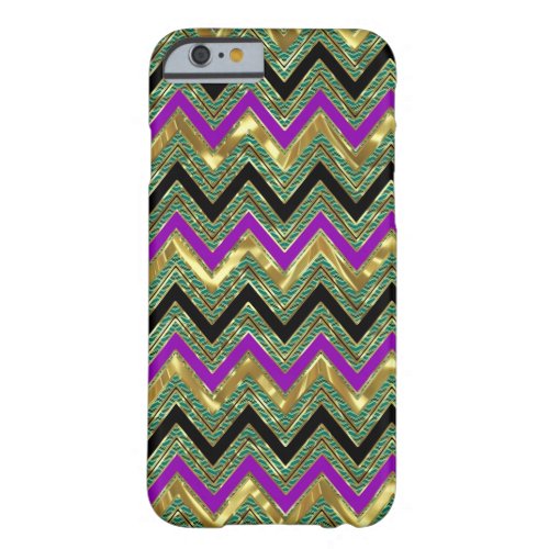 Colorful Geometric Chevron Gold Accents Barely There iPhone 6 Case