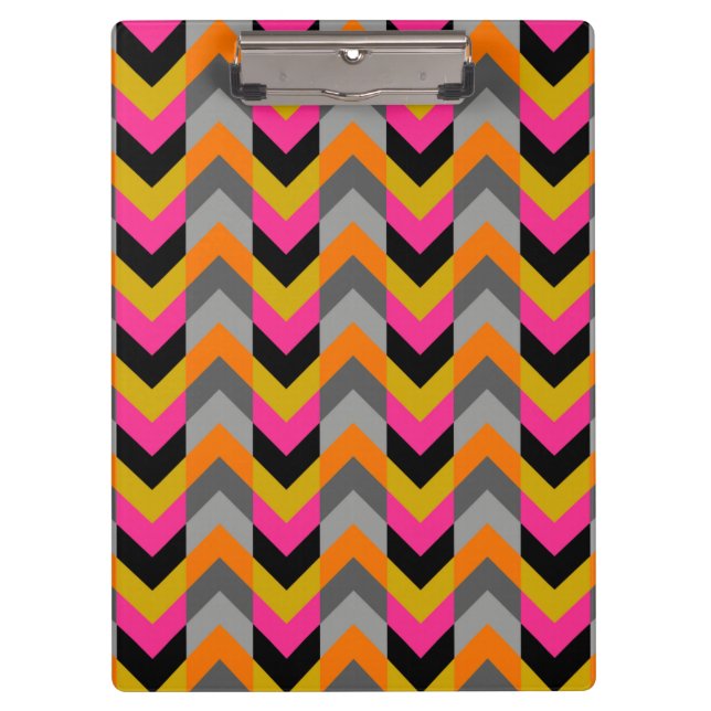 Colorful Geometric Chevron Pattern Clipboard (Front)