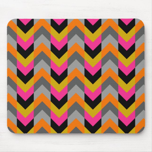Colorful Geometric Chevron Pattern Mouse Pad (Front)