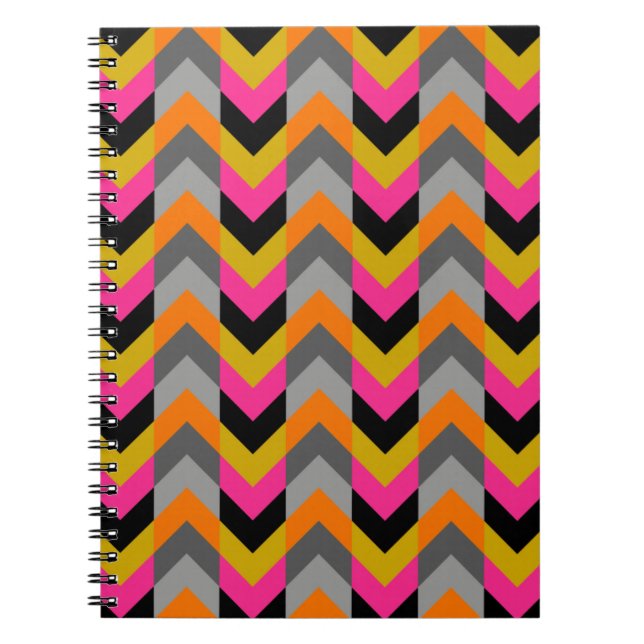 Colorful Geometric Chevron Pattern Notebook (Front)