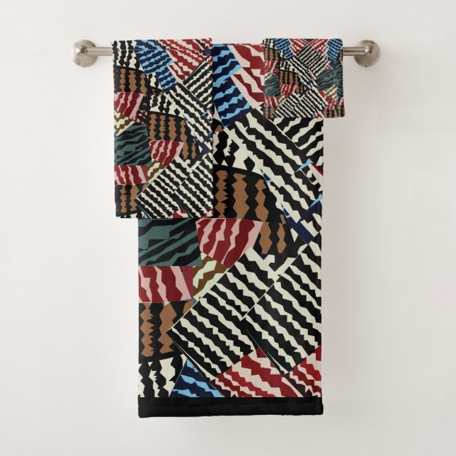 Colorful Geometric Chevron Stripe Bath Towel Set (Insitu)