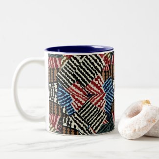 Colorful Geometric Chevron Stripe Two-Tone Coffee Mug