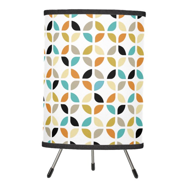 Colorful Geometric Circles Mid Century Pattern Tripod Lamp (Front)