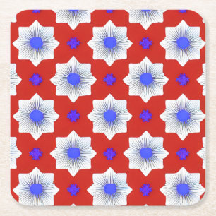 Colorful, geometric, cool, modern, trendy graphic square paper coaster