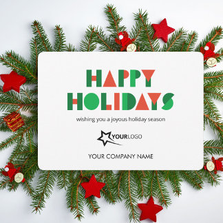 Colorful Geometric Custom Logo Business Happy Holiday Card