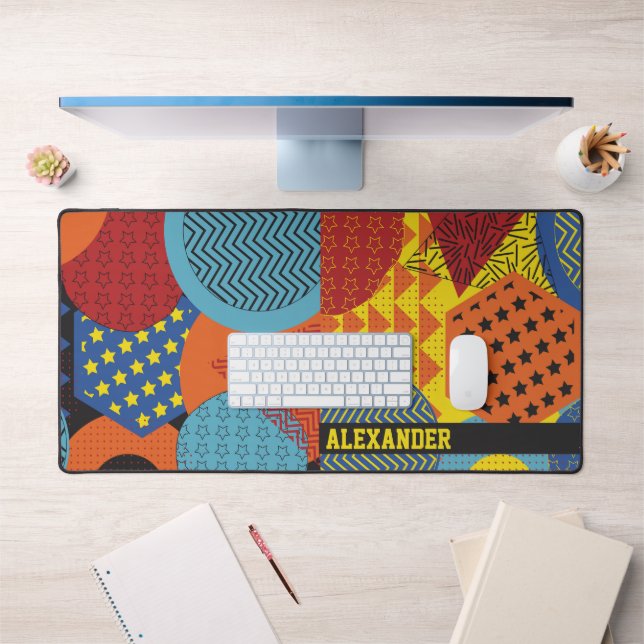 Colorful Geometric Custom Name Kids Desk Mat  (Office 1)