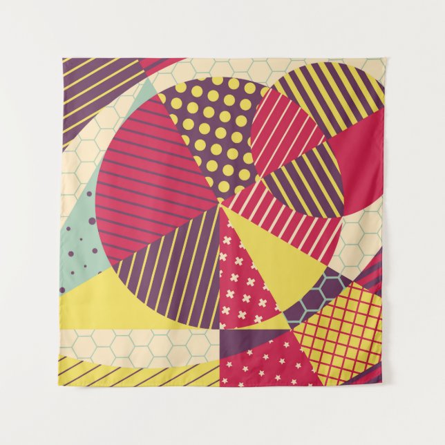 Colorful Geometric Design Abstract Tapestry (Front)