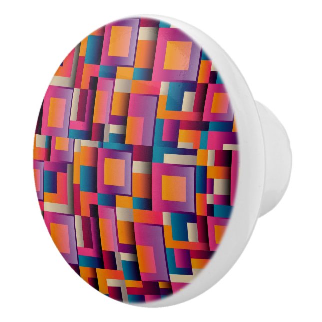 Colorful Geometric Design Ceramic Door Knob Pull (Right)