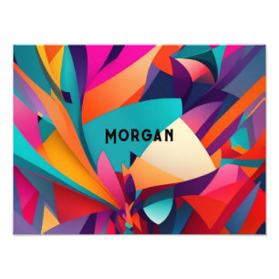 Colorful Geometric Design, Name Monogram Message Photo Print