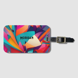 Colorful Geometric Design, Name or Monogram Luggage Tag