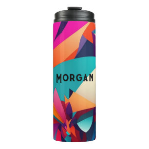 Colorful Geometric Design, Name or Monogram Thermal Tumbler