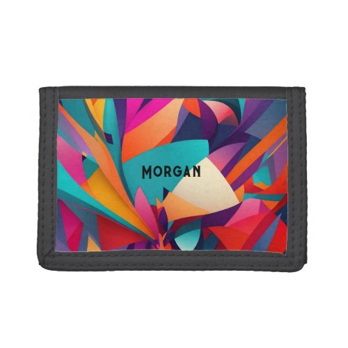 Colorful Geometric Design Name or Monogram Trifold Wallet