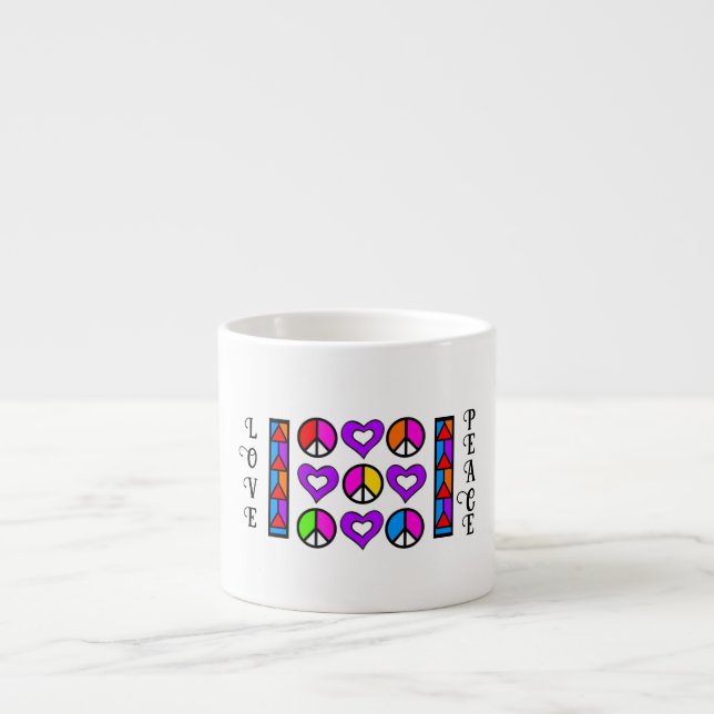 Colorful Geometric Design Peace & Love Mug (Front)
