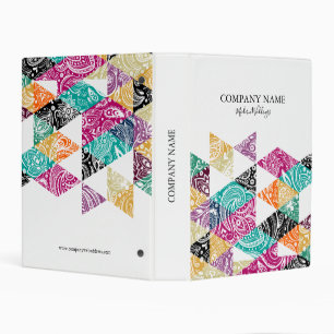 Colorful Geometric Design White Paisley Overlay Mini Binder