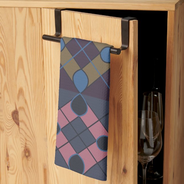 Colorful Geometric Diamond Pattern Kitchen Towel (Thirds Fold)