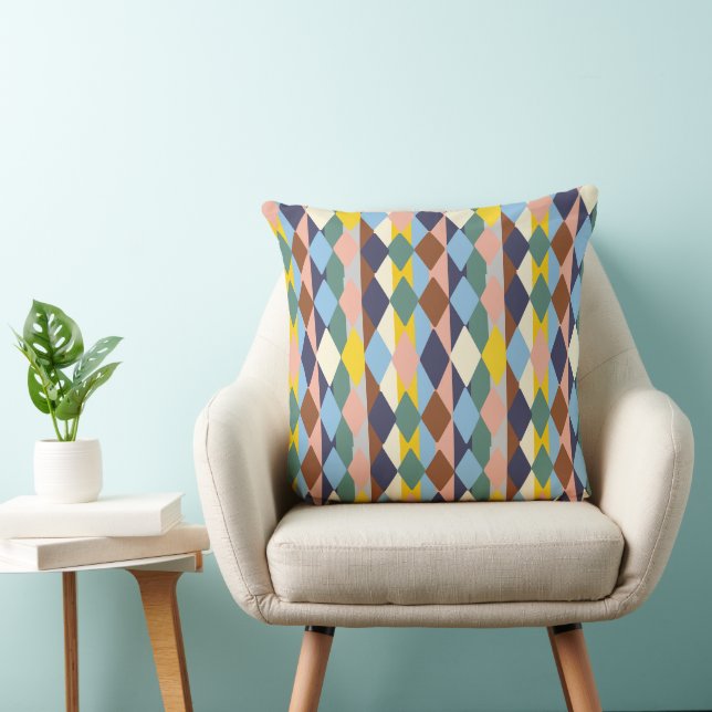 Colorful Geometric Diamond Throw Pillow (Chair)