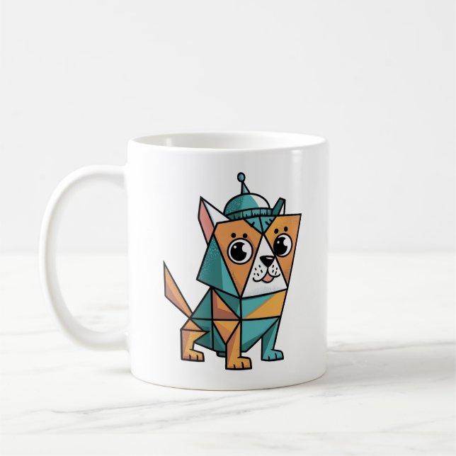 Colorful Geometric Dog Coffee Mug (Left)