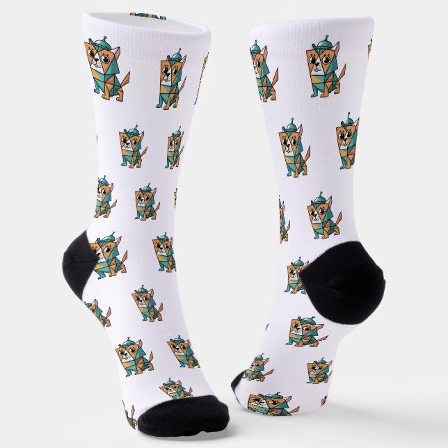 Colorful Geometric Dog Socks (Angled)