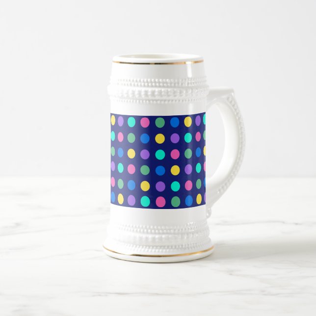 Colorful Geometric Dots Design -  Beer Stein (Front Right)