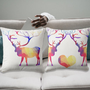Colorful Geometric Elk Throw Pillow
