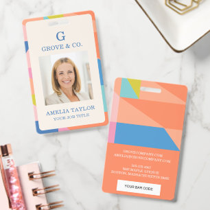 Colorful Geometric Employee Photo ID Business Badge
