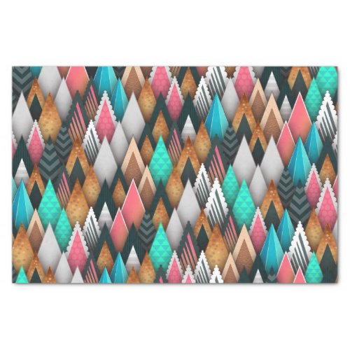 Colorful Geometric Evergreen Forest Christmas Tree Tissue Paper