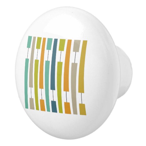 Colorful Geometric Exclamation Points Mid Century Ceramic Knob