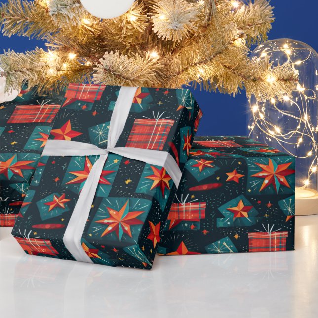 Colorful geometric festive wrapping paper (Holidays)