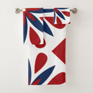 Colorful Geometric Floral Pattern Bath Towel Set