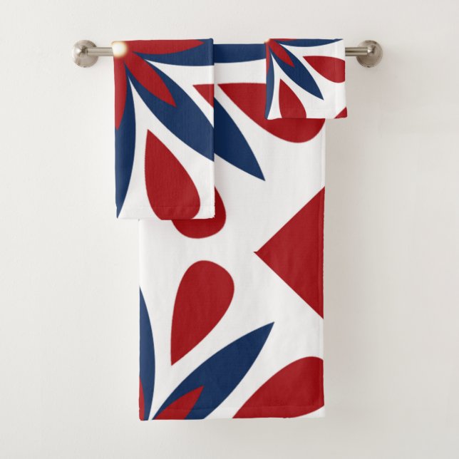 Colorful Geometric Floral Pattern Bath Towel Set (Insitu)