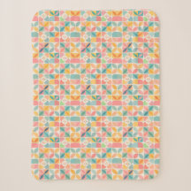 Colorful Geometric Floral Pattern Sherpa Blanket