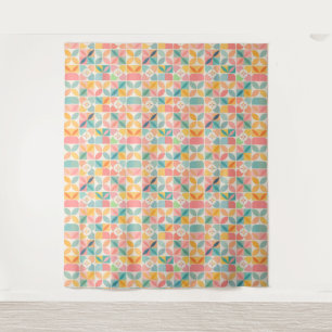 Colorful Geometric Floral Pattern Tapestry