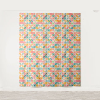 Colorful Geometric Floral Pattern Tapestry