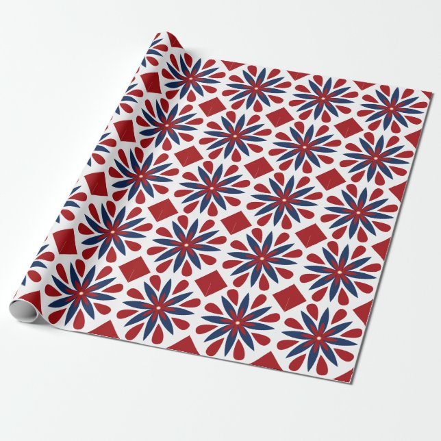 Colorful Geometric Floral  Wrapping Paper (Unrolled)