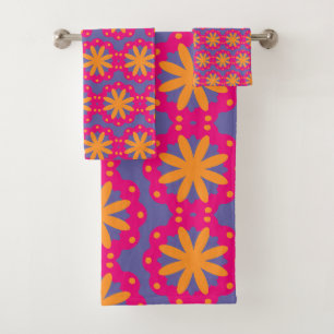 Colorful Geometric Flower Design Bath Towel Set