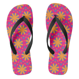 Colorful Geometric Flower Design Flip Flops