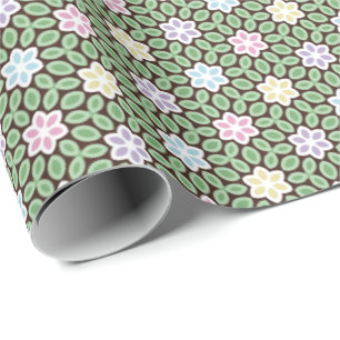 Colorful Geometric Flower Garden Wrapping Paper