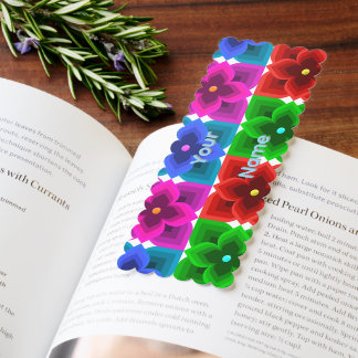 Colorful Geometric Flower Seamless Pattern, Bold Bookmarks