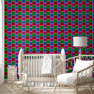 Colorful Geometric Flower Seamless Pattern, Bold Wallpaper