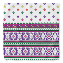 Colorful Geometric Folk Art design with flowers Bandana