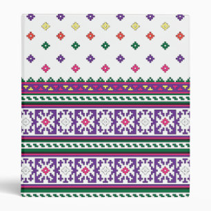 Colorful Geometric Folk Art design with flowers Binder