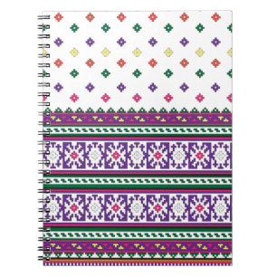 Colorful Geometric Folk Art design with flowers Notebook