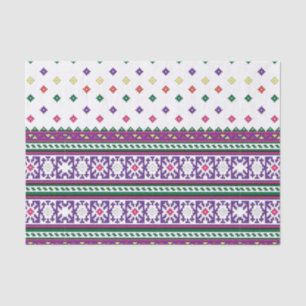 Colorful Geometric Folk Art design with flowers Tissue Paper