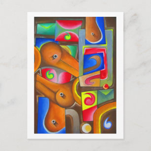 Colorful Geometric Forms by Hassan Wahba Postcard
