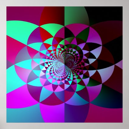 Colorful Geometric Fractal Abstract Poster
