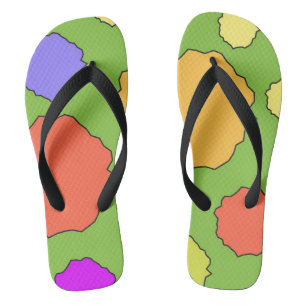 Colorful Geometric funky retro circles Flip Flops