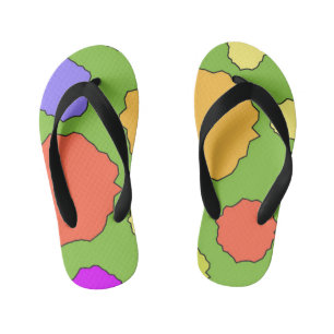 Colorful Geometric funky retro circles Kid's Flip Flops