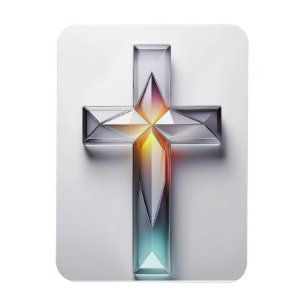 Colorful Geometric Gemstone Christian Cross Magnet