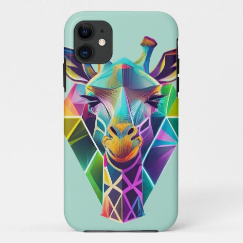Colorful Geometric Giraffe Head iPhone 11 Case